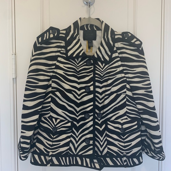 NWOT💓*SUPER CUTE* JCREW WOMEN’S ZEBRA BLAZER BUTTON COLLARED JACKET-BLACK/CREAM - Picture 5 of 9